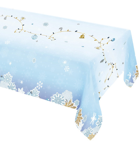 Mantel De Tela De Copo De Nieve De 9 X 5 Pies Para Invierno,