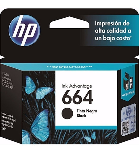 Cartucho Original Hp 664 Black Para 2135 3635 4535 4675