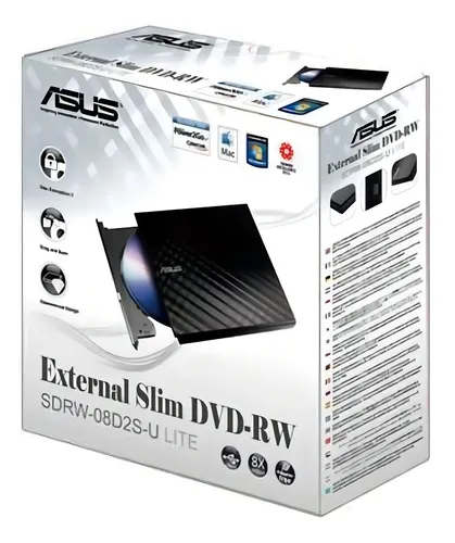 Grabadora de DVD externo Asus SDRW-08D2S-U negro usb