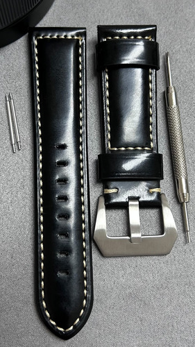 Malla Repuesto Panerai Cuero Negro 2.4 Cm
