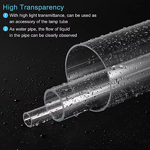 MECCANIXITY Tubo acrílico transparente rígido redondo tubo 0.472 in (1/2)  ID 0.630 in (5/8) OD 14 para lámparas y linternas, sistema de
