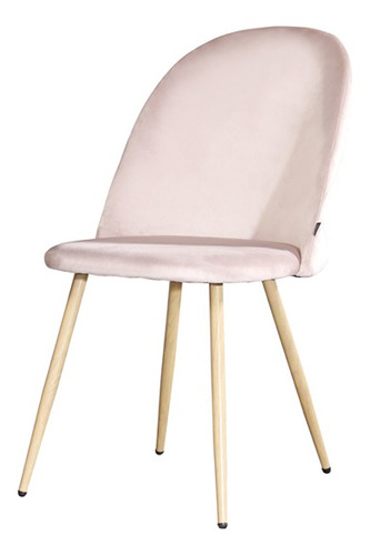 Silla Cheers Tapizada Pana Rosa Patas Simil Madera Emuebles Cantidad de sillas por set 1 Color de la estructura de la silla Marrón claro Color del asiento Rosa claro