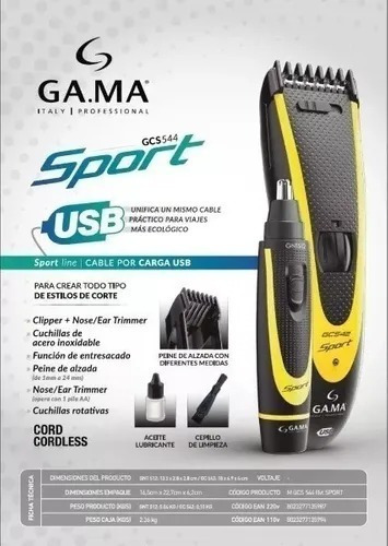 Cortadora De Pelo Gama Gc542 + Afeitadora Trimmer Gnt512