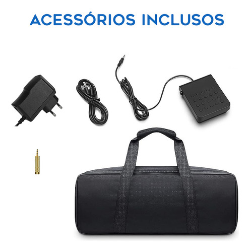 Amw Pd1 Black Piano Digital Dobrável 88 Teclas Com 128 Timbres Saída Usb Midi E Acessórios Inclusos