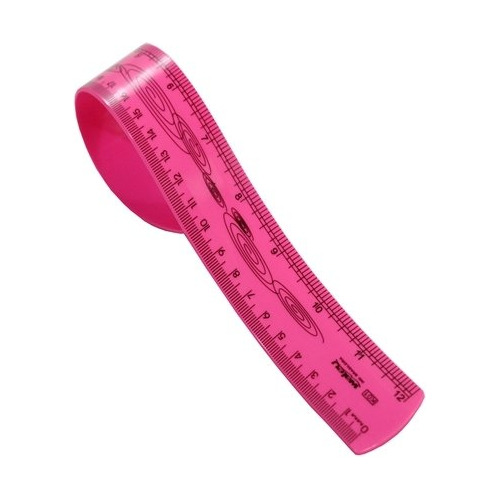 Régua Flexível Rosa Neon 30 Cm - Waleu
