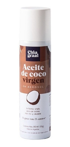 Aceite Coco Virgen Aerosol Chia Graal X 190 Ml 