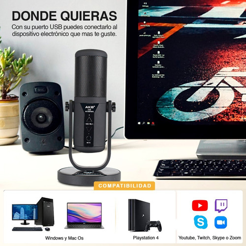 Micrófono De Estudio Condensador Con Usb Am25