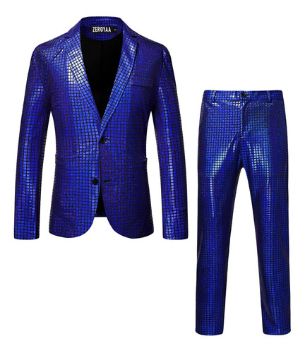 Men's 70s Disco Suits Metallic Shiny Sequin Outfits Blazer