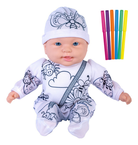 Boneca Miyo Para Colorir Com 6 Canetinhas