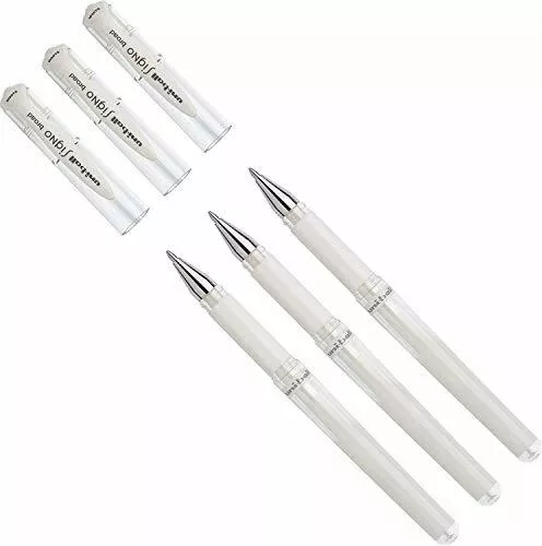 Uni-Ball Gel Impact UM-153 White [Pack of 3] Broad 1.0mm Rollerball