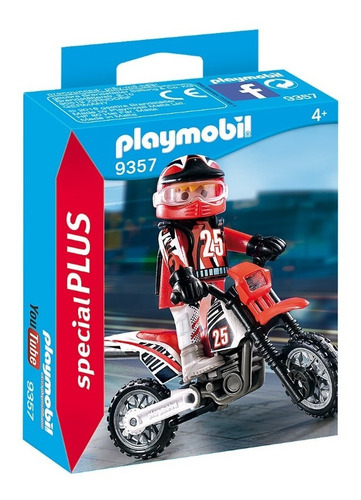 Imagen 1 de 6 de Playmobil 9357 Motocross Moto Original Educando