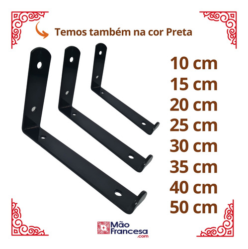 Mão Francesa Invertida 20cm 5mm 6 Peças Reforçada Industrial