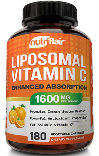 Vitamina C Liposomal Nutriflair 1600mg 180ct Sabor Sin Sabor