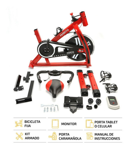 Imagen 4 de 6 de Bicicleta De Spinning Fija Femmto Bici Rueda Disco Casa Gym