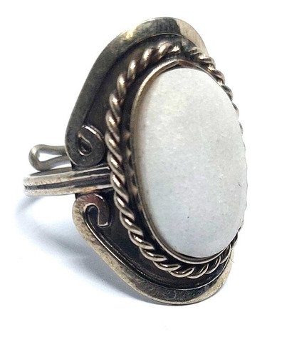 Anillo Piedra Opalo Blanco Ajustable