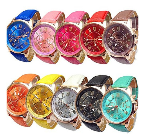 Yunanwa 10pack Unisex Tally Style Silicone Watch Mujeres Hom