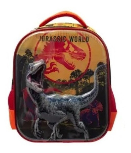 Mochila Ruz Jurassic World 164577 3d Prescolar Color Rojo Diseño de la tela Rayado