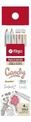 Resaltador Filgo Multilighter Candy Set X4 Doble Punta