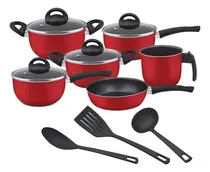 Comprar Conjunto De Panelas Antiaderente 9 Peças Vermelho Marpal