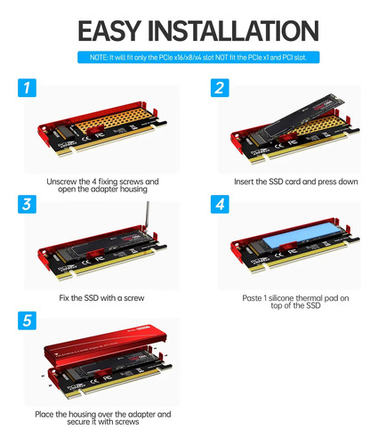 Adaptador M.2 Nvme A Pcie 4.0 X16 Disipador Aluminio