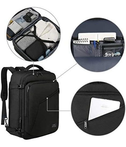Mochila Cuadrada De Viaje Extra Grande 40 Litros-negro