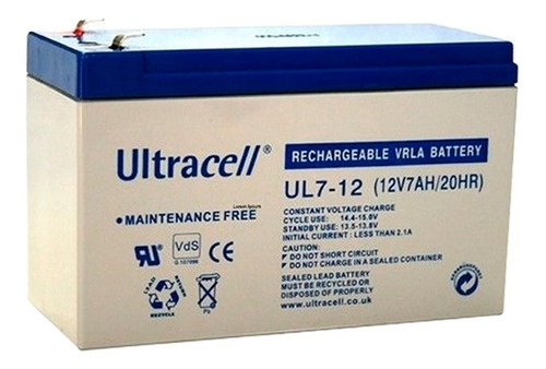Bateria 12v 7ah Ultrcell Para Ups, Alarmas, Cerco Electrico