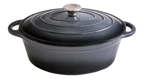 Imagen 1 de 2 de Olla De Hierro Esmaltado Oval 30x24 Gris Marino Erminda