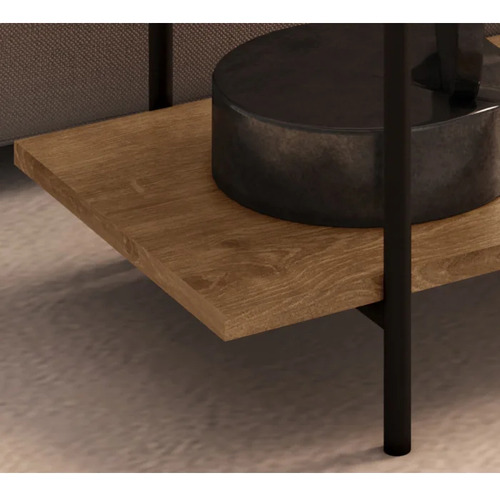 Mesa De Canto Tube 2 Prateleiras Vermont/preto Artesano 27869 VMT.DP