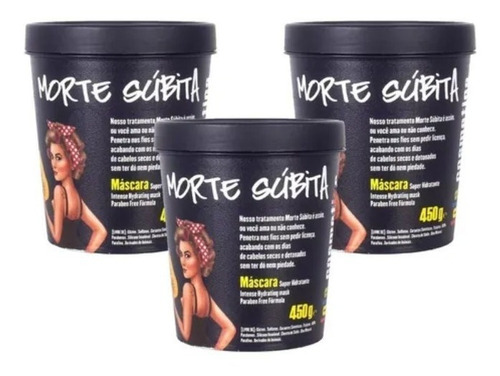 Imagem 1 de 1 de Kit 03 Unidades Máscaras Hidratantes Morte Súbita Lola 450g