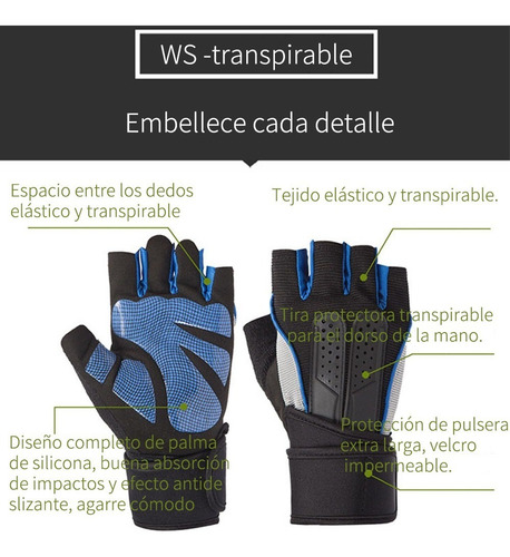 Imagen 7 de 10 de Guantes Tácticos Para Gimnasio, Pesas Unisex Azul, L