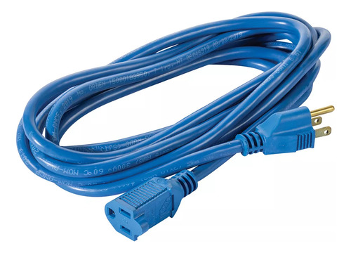 Extensión De Uso Rudo Aterrizada, Clavija Recta, 4m, Iusa Color Azul