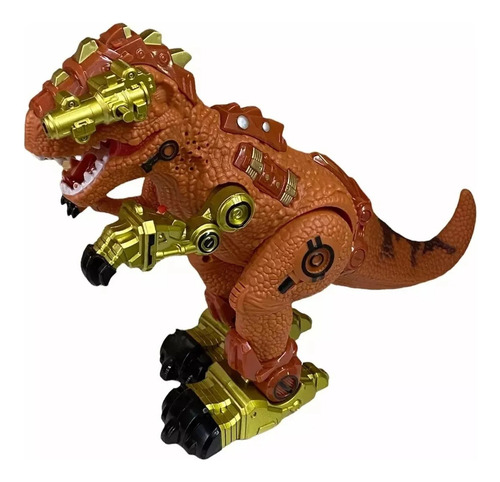 Dinosaurio Camina Tira Humo Sonido Luz Y Dispara Dardo Robot Naranja