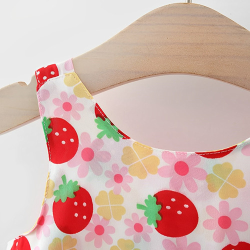 . Vestido Estampado Y Sombrero Con Lazo Para Bebé, 2 Uds.