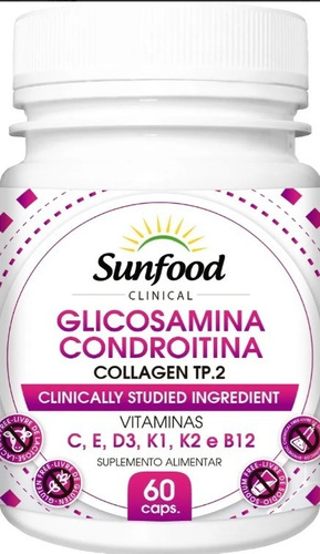 Glucosamina + Condroitina + Colageno Tipo 2 -60 Caps Sunfood