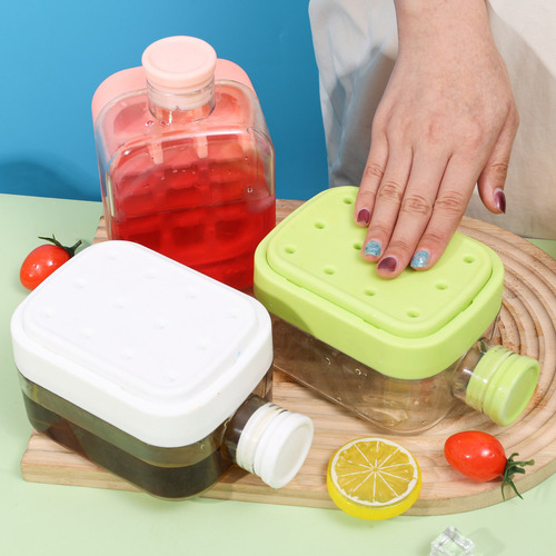 Copo De Garrafa De Água 2 Em 1 Ice Cube Maker Com Canudo De