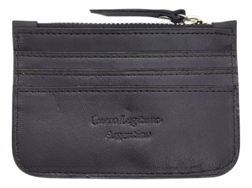 Tarjetero De Cuero Vacuno Monedero 100% Legitimo Slim Negro