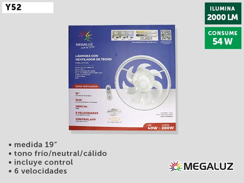 Lampara Ventilador De Techo Aspas Ocultas Iluminacion 30501 50 Cm 60 Hz Blanco Trasparente Plástico 7