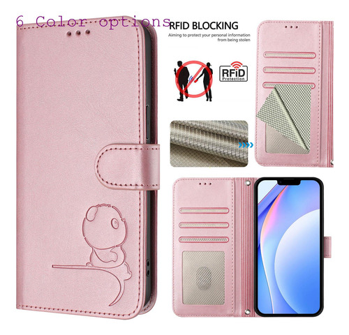 Funda Tipo Cartera Con Temática De Panda Para La Serie Oppo K, Cierre Magnético, Espejo, 3 Ranuras Para Tarjetas
