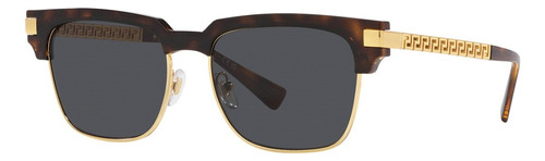 Gafas de sol Versace Ve4447 108/87 Turtle, color acetato/metal 108/87 55 con montura de tortuga, varilla de tortuga dorada, lente de color gris dorado, diseño cuadrado