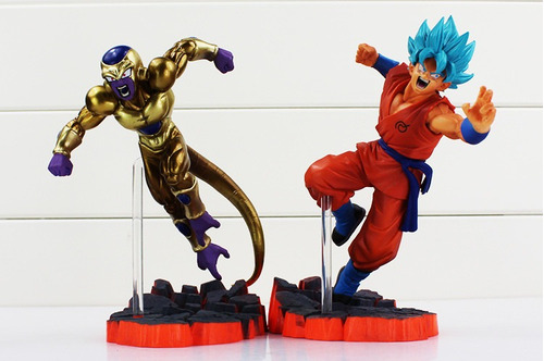 Freeza Dourado E Goku Deus Ssj Azul - 15cm - Pronta Entrega