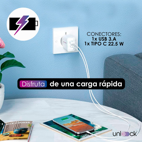 Cargador Tipoc Adaptador Cargarapida 22.5w Pd Iph Android