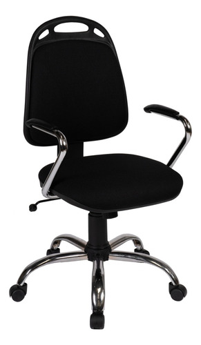 Silla de escritorio de Outlet Diva con base y apoyabrazos cromados gamer ergonómica  negra con tapizado de marathon