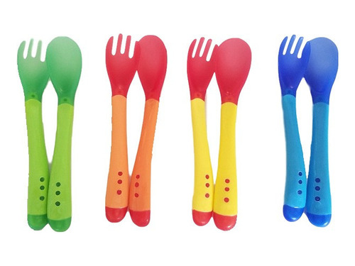 Set De Utensilios Silicona De Comer Para Bebes Niños Y Niñas