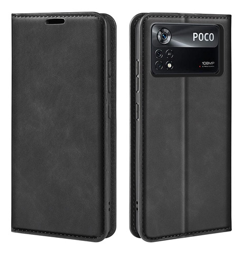 Funda Para Xiaomi Poco X4 Pro 5g Flip Cover Negro Antishock