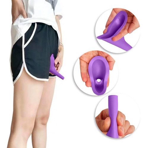 Orinal Urinario Portátil Femenino De Silicona Reutilizable Para Mujeres Greenclef Dispositivo De Micción De Pie Para Camping Viajes Actividades Al Aire Libre Flexible Y Fácil De Usar Color Lila