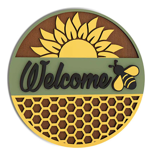 Cartel Decorativo Con Forma De Girasol Para Puerta De Entrad