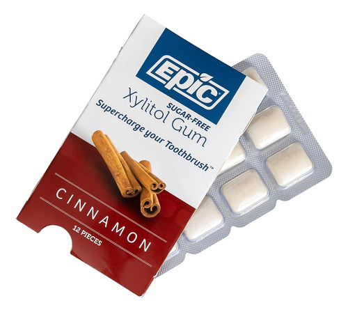 Epic Gum Sin Aspartame 100% Xylitol Canela Sin AzĂșcar 12 Pz.