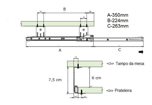 Imagem 3 de 6 de Corrediça Para Teclado Com Prateleira - Kit Completo
