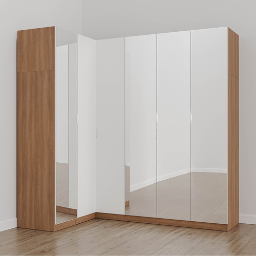 Guarda Roupa Modulado De Canto Com Espelho 6 Portas 3 Wt