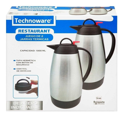 Jarra Térmica Technoware Acero Inoxidable 2 Pza
